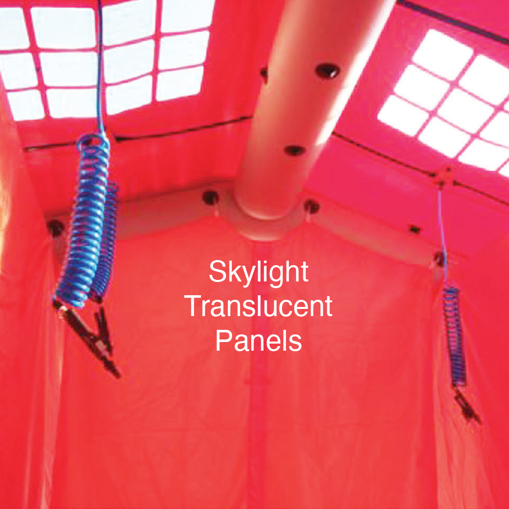 Losberger 3-Lane Decon Shower: Showing skylights
