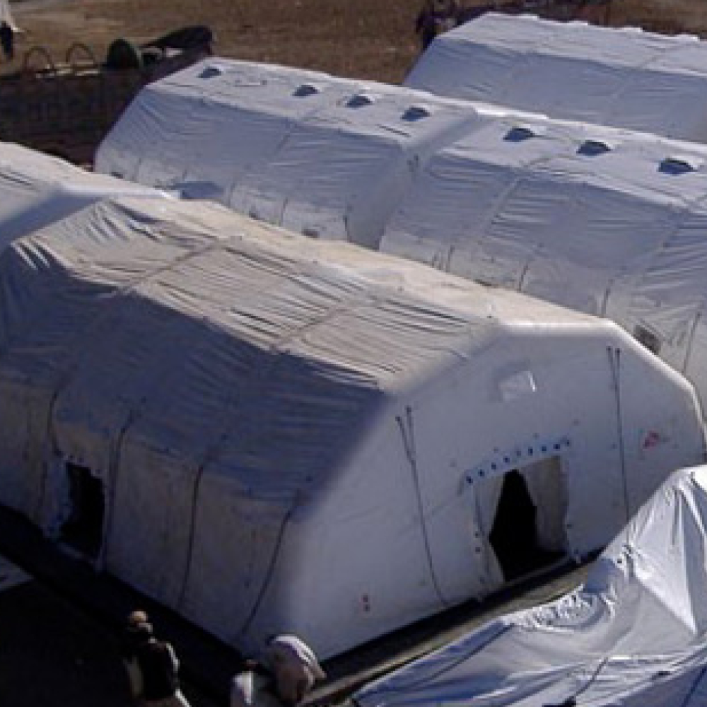 Losberger Inflatable TMM Large-Span Shelter in use