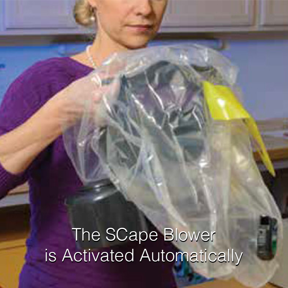 ILC Dover SCape Respirator - The SCape Blower is activated automatically