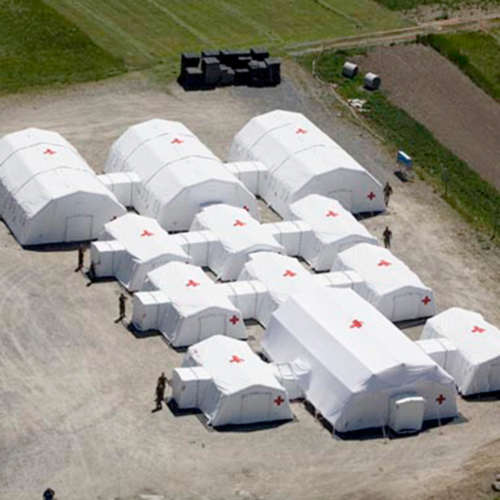 Losberger Inflatable Heavy-Duty TAG Shelter: showing many shelters connected
