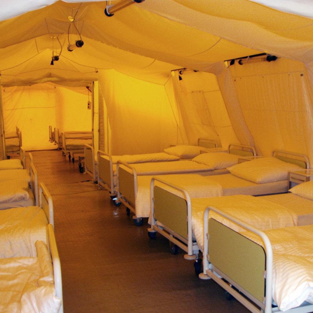 Losberger Inflatable Heavy-Duty TAG Shelter: Inside showing beds