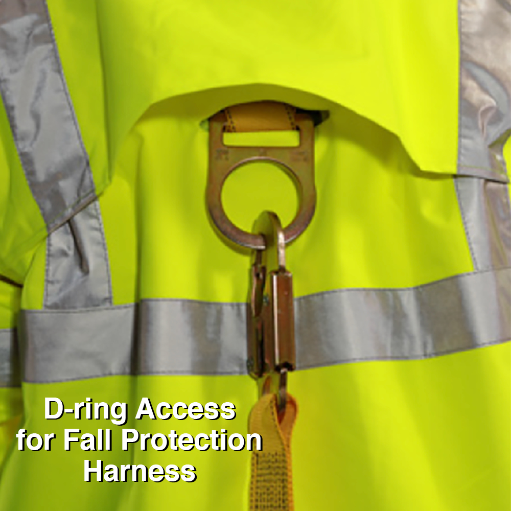 Tingely High Visibility Jacket Icon - D-ring access for fall protection harness